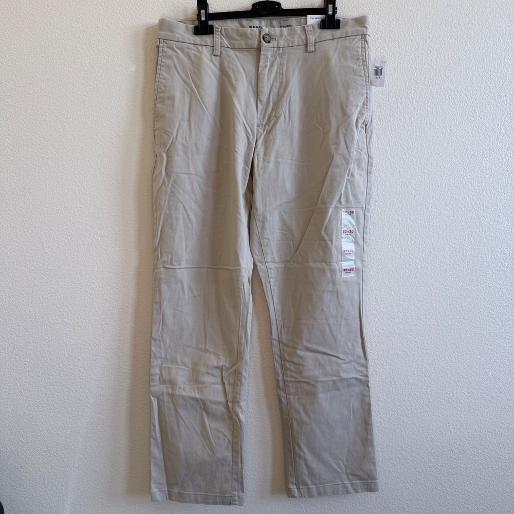Old Navy Mens 32x30 Essential Straight Built-In Flex Chino Pants Khaki 408049-01